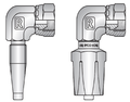 650-BSP thread, 90° Elbows, 60° seat, Female with Shells