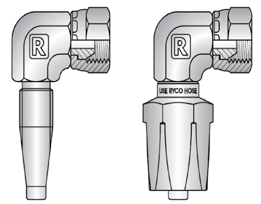 650-BSP thread, 90° Elbows, 60° seat, Female with Shells